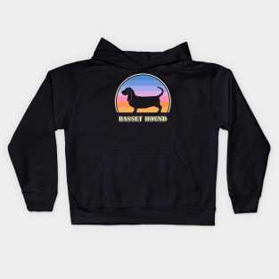 Basset Hound Vintage Sunset Dog Kids Hoodie